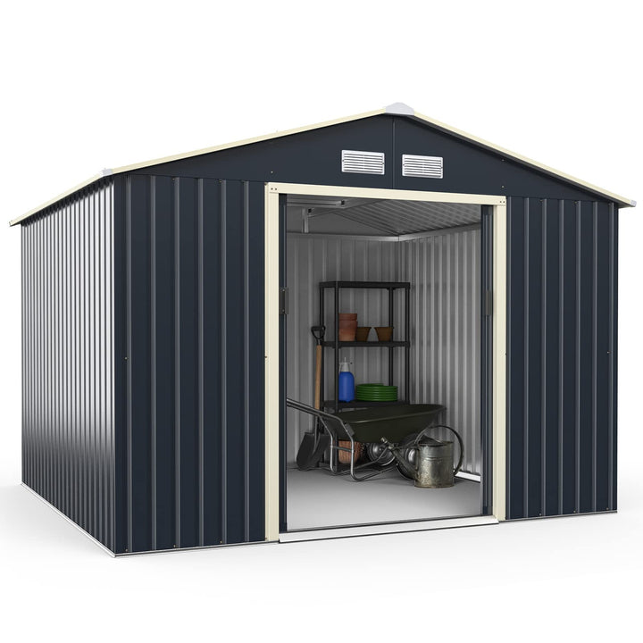 Outdoor Storage Shed with Double Sliding Door