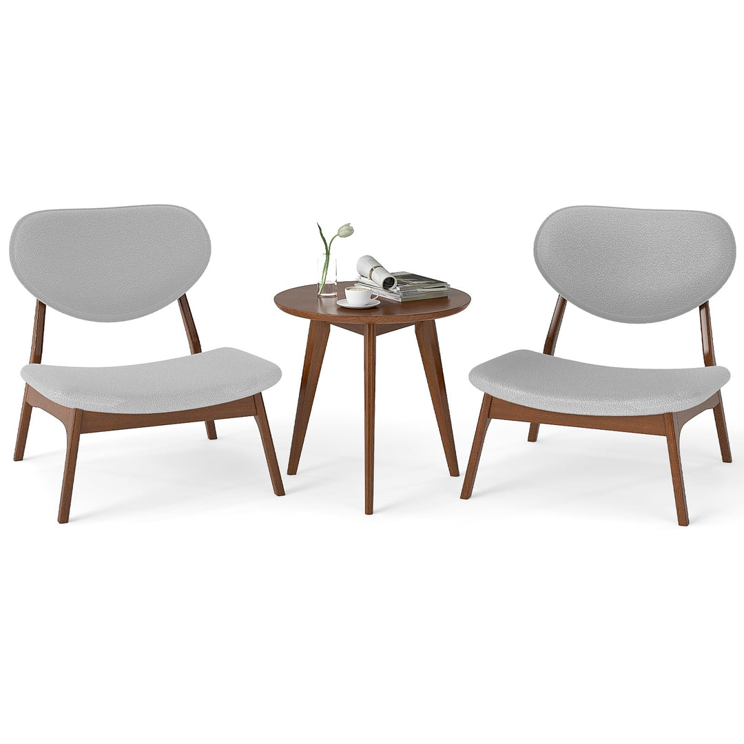 Giantex Lamb Velvet Fabric Upholstered Living Room Chairs with Side Table