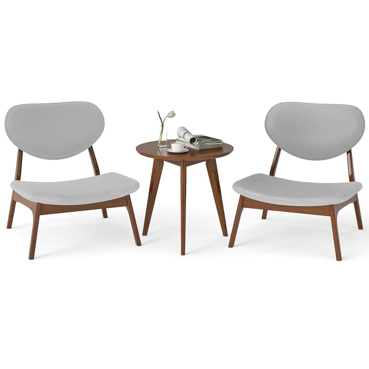 Giantex Lamb Velvet Fabric Upholstered Living Room Chairs with Side Table
