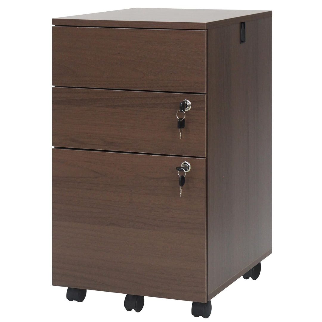 Giantex 3-Drawer File Cabinet with Wheels Wooden File Organizer