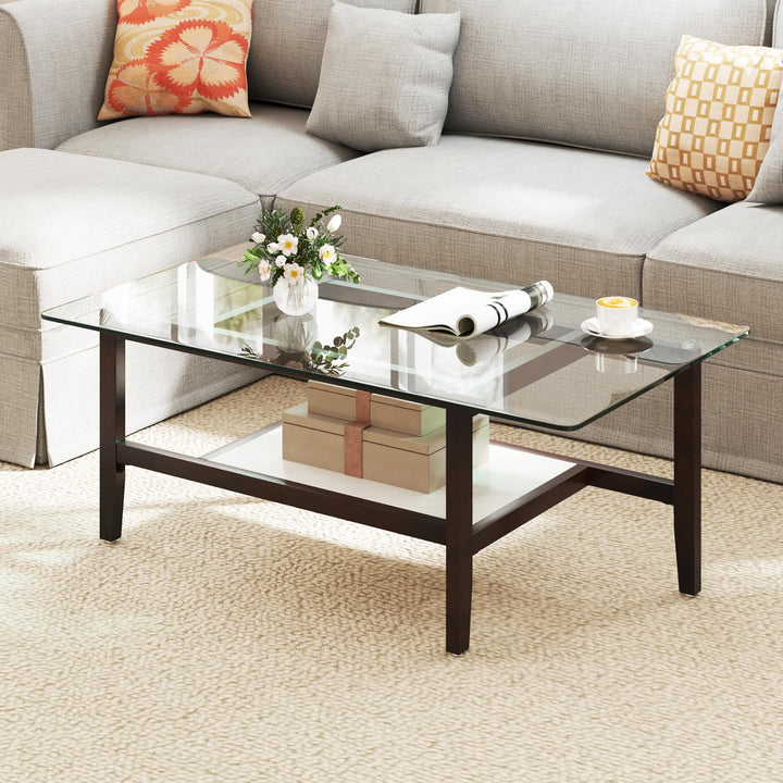 Giantex 42 Inch Glass Coffee Table