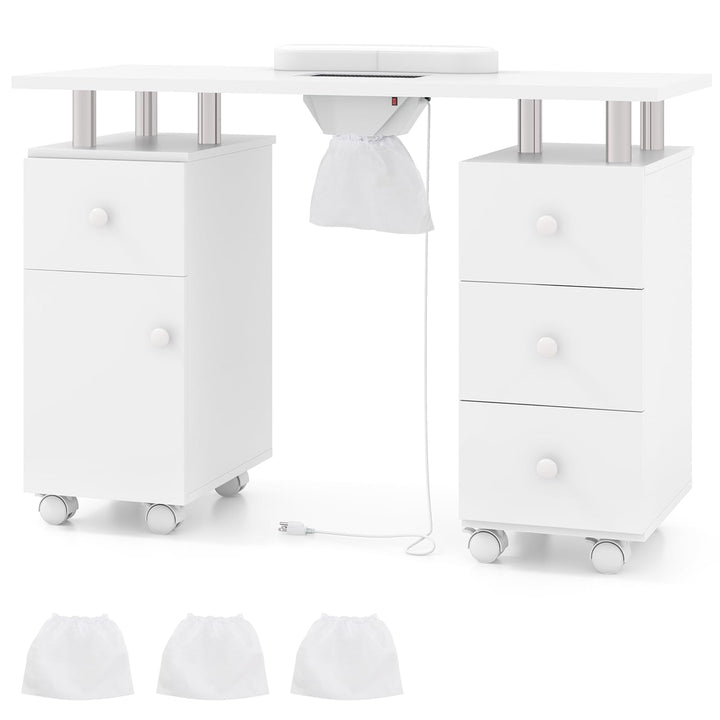 Giantex Nail Desk Manicure Table - Nail Table Station with Electric Dust Collector, 4 Drawers, Storage Cabinet
