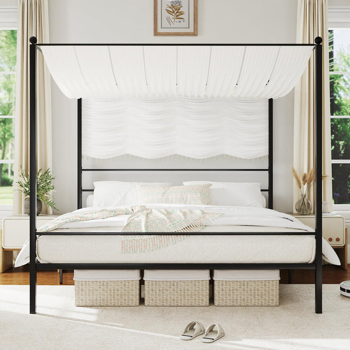Giantex King Size Metal Canopy Bed Frame with 4 Poster &amp; Headboard