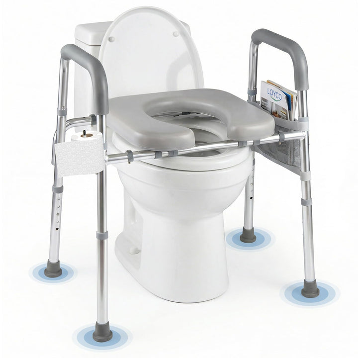 Giantex Raised Toilet Seat with Handles | Toilet Seat Riser for Seniors w/Padded Arms