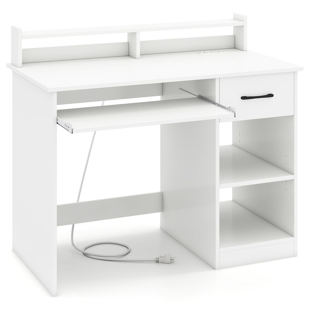 Giantex White Desk with Drawers Modern Home Office Desk