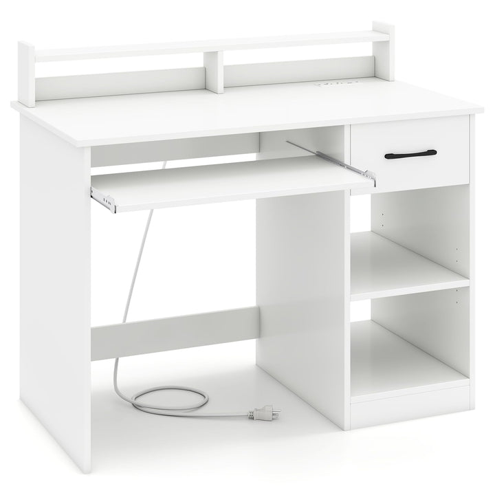 Giantex White Desk with Drawers Modern Home Office Desk