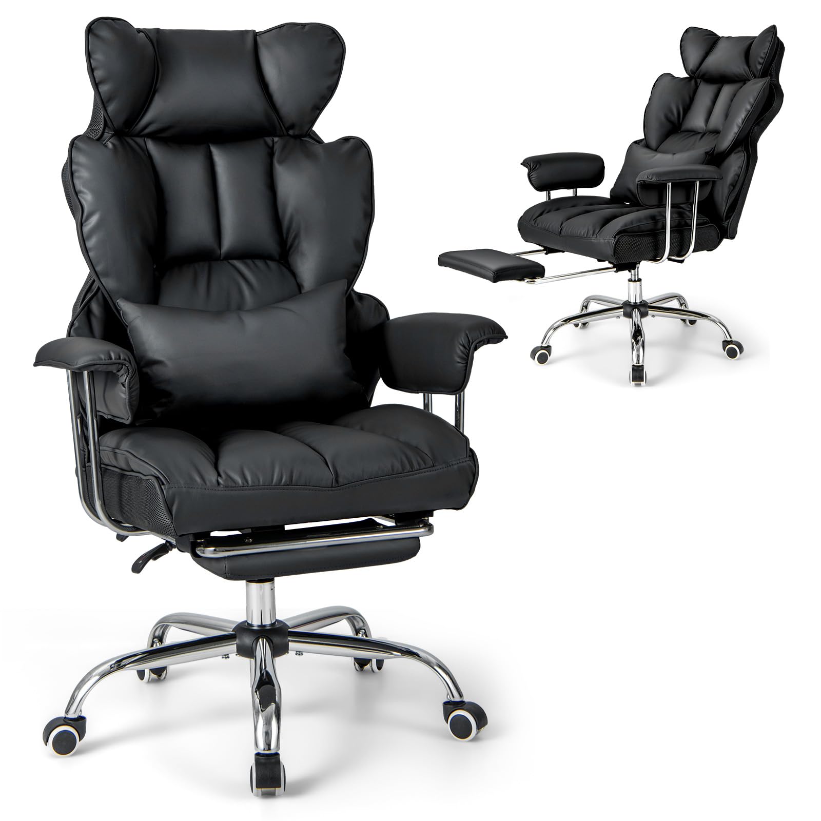 Giantex Office Desk Chair, High Back Executive Office Chair with Foot Rest and Lumbar Support