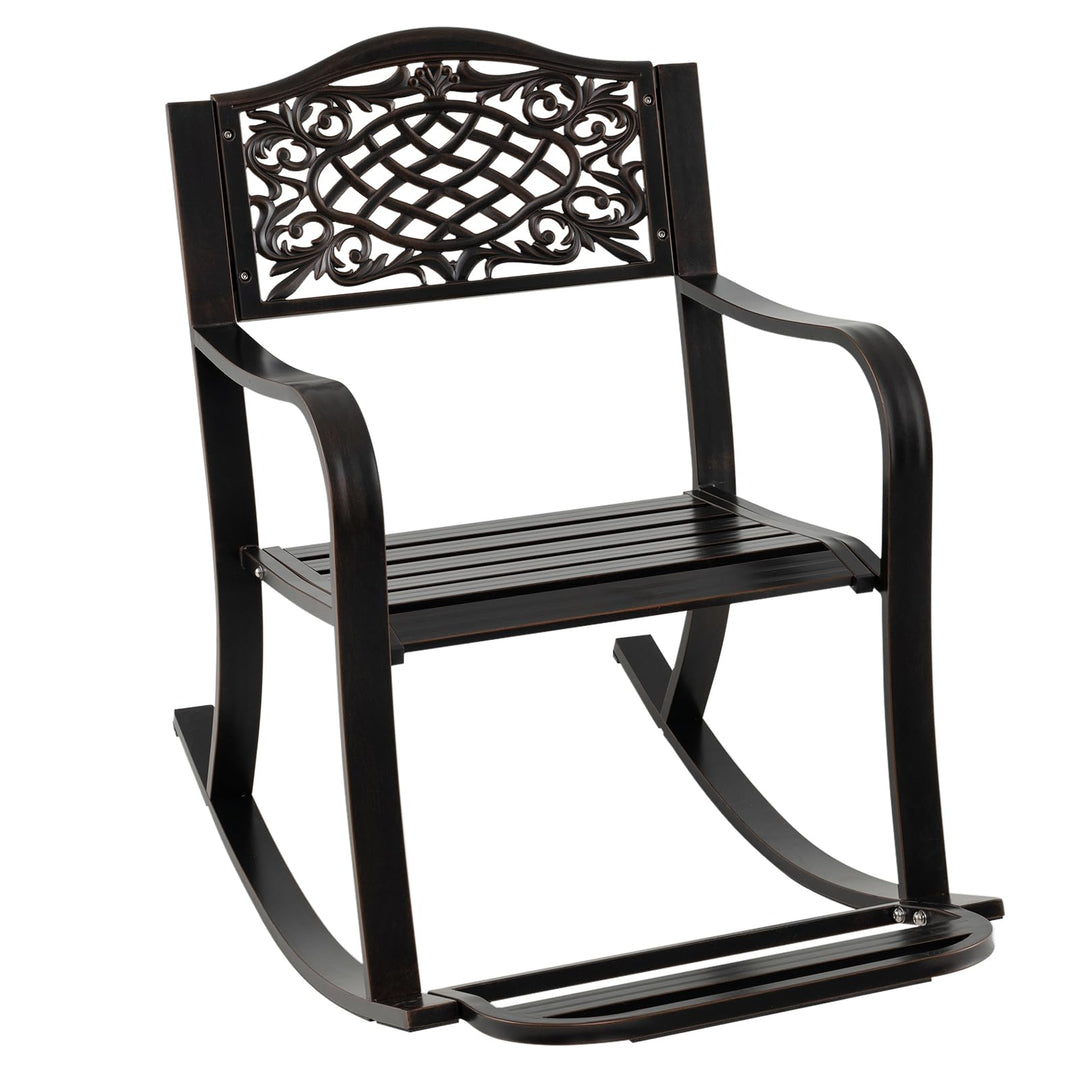 Giantex Patio Rocking Chair Outdoor Cast Aluminum Rocker w/Footrest