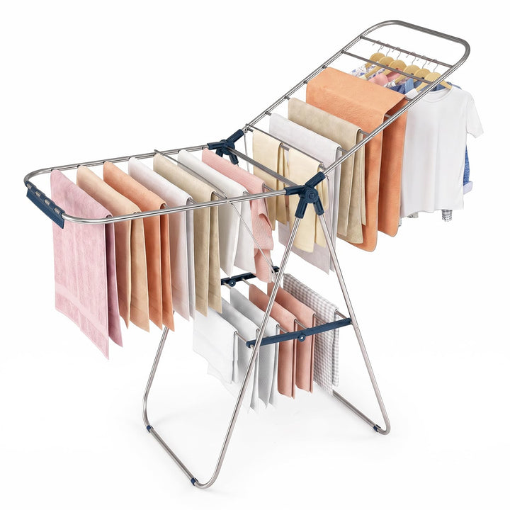 GIANTEX 60" L 2-Tier Foldable Clothes Drying Rack with Sock Clips