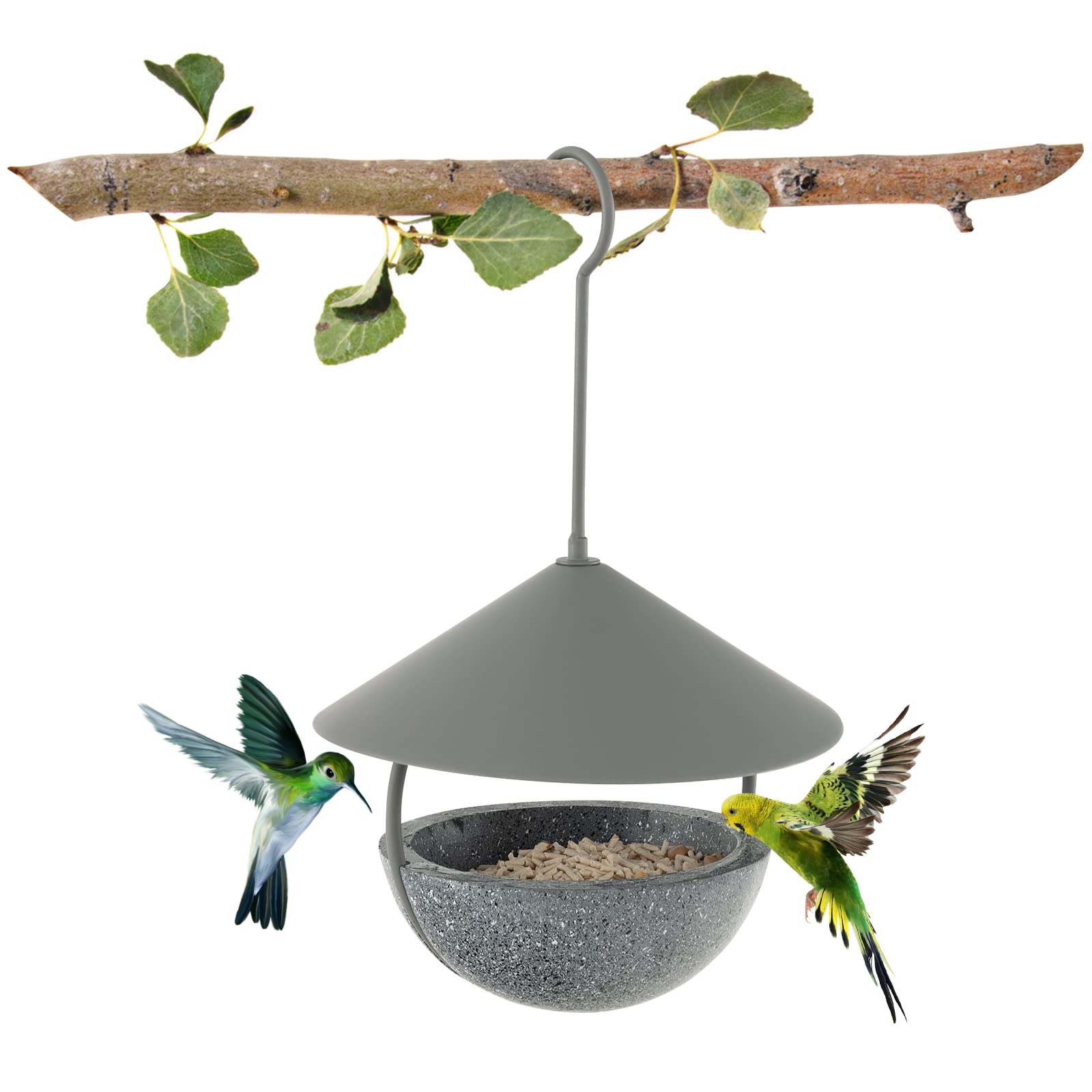 Giantex Bird Feeder, Hanging Wild Bird Feeder Bath with Removable Resin Feed Bowl and Waterproof Metal Roof