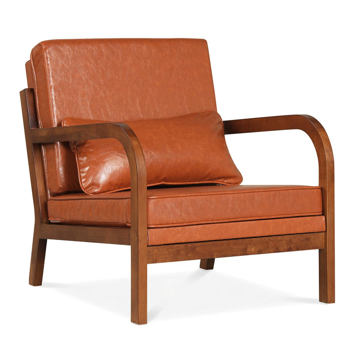 Giantex Mid-Century Modern Accent Chair with Lumbar Pillow