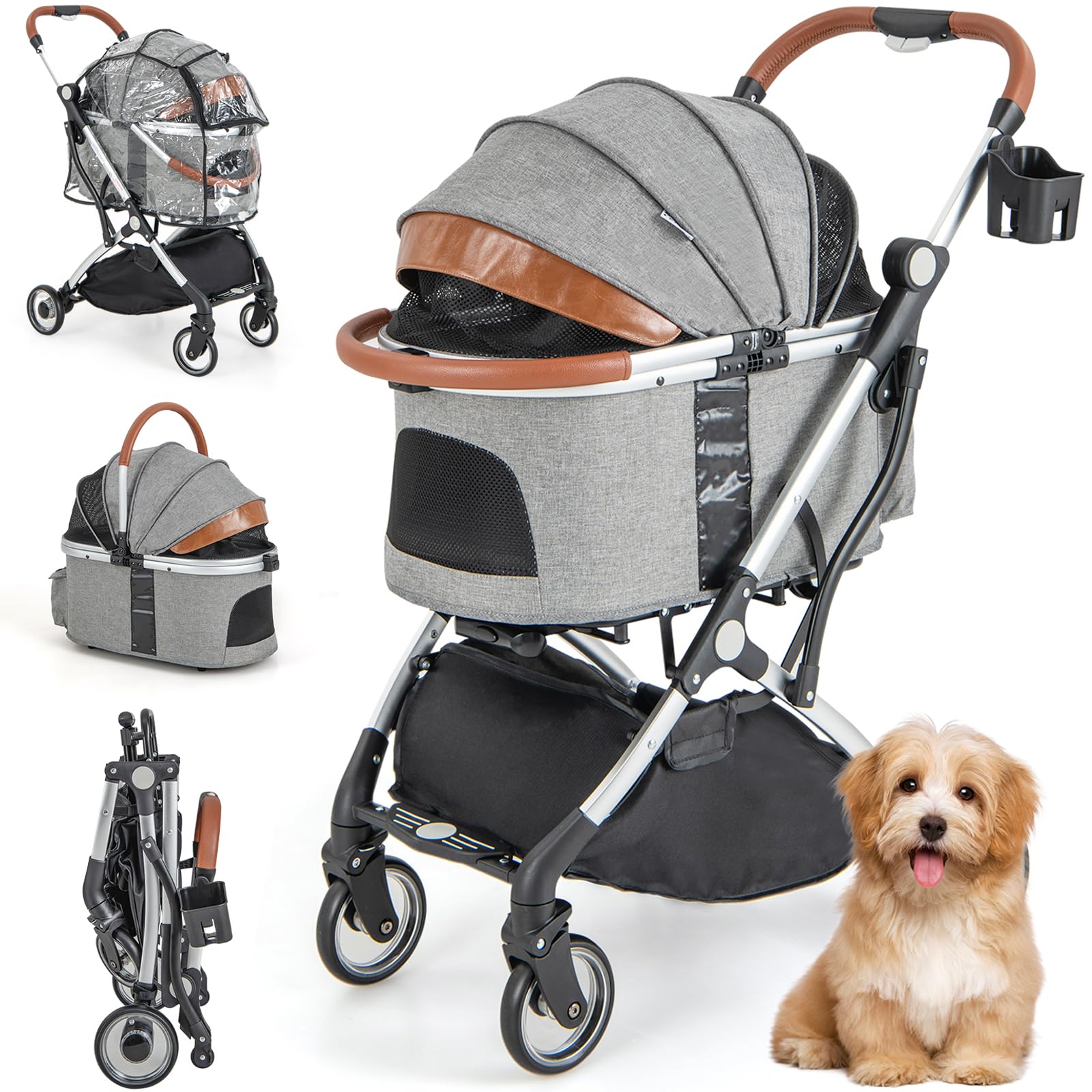 Giantex Dog Stroller with Detachable Cat Carrier