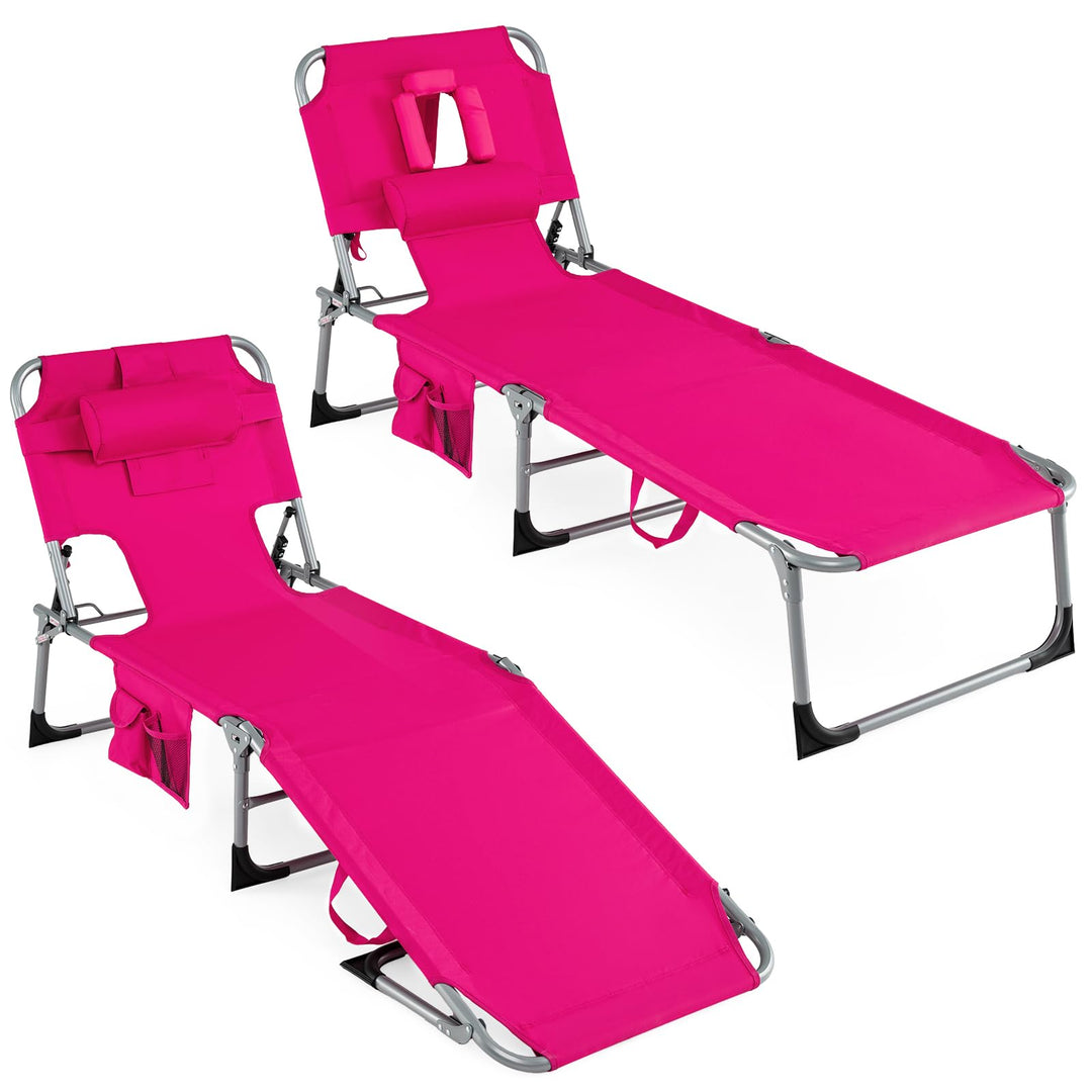 Giantex Tanning Chair with Face Arm Holes Folding Chair