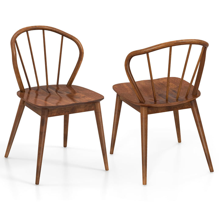 Giantex Wooden Dining Chairs Set of 2/4, Windsor Kitchen Chairs w/High Spindle Back & Rubber Wood Legs