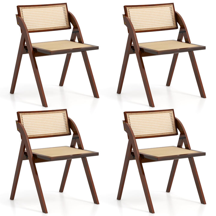 Giantex Folding Dining Chairs Set, Wooden Folding Chair with Rattan Backrest & Seat