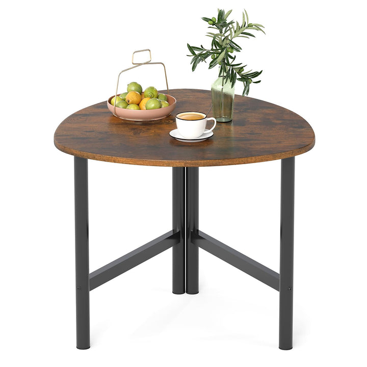Giantex Triangle End Table Wood Side Table with Metal Legs
