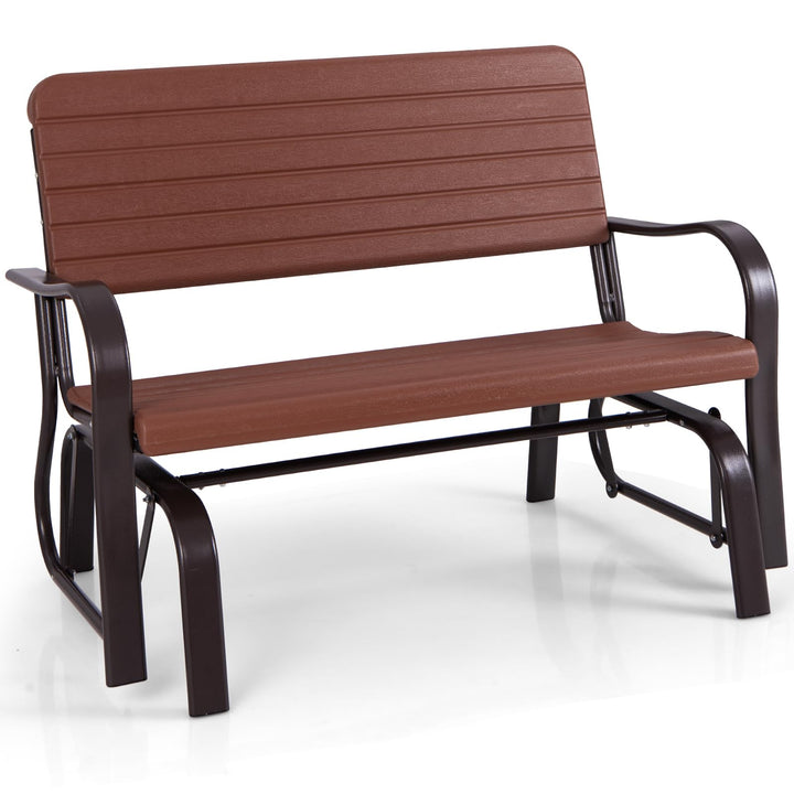 Swing Glider Chair Patio Steel Porch Chair Loveseat Bench for 2 Person