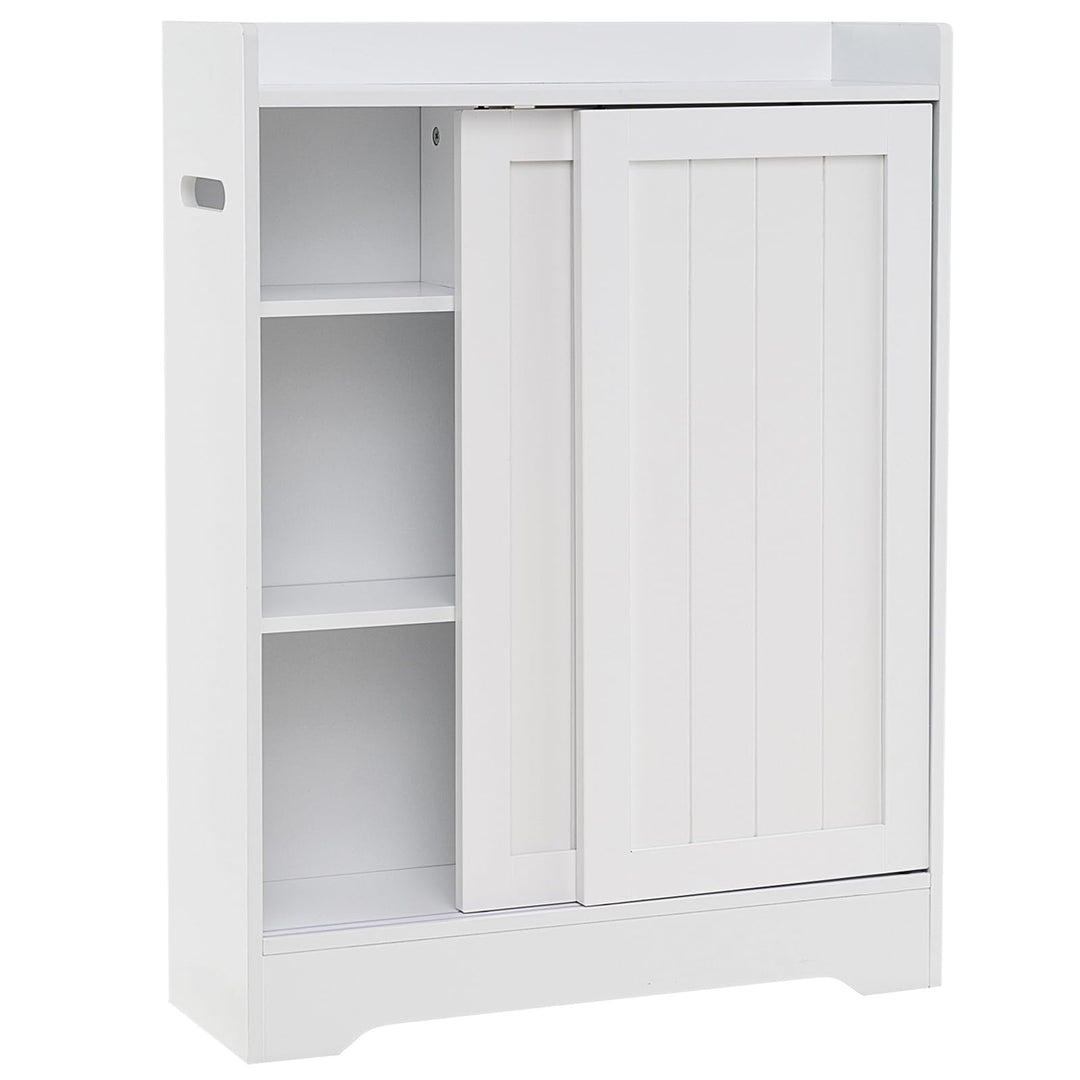 Giantex Bathroom Slim Storage Cabinet w/2 Sliding Doors & Adjustable Shelves (White)