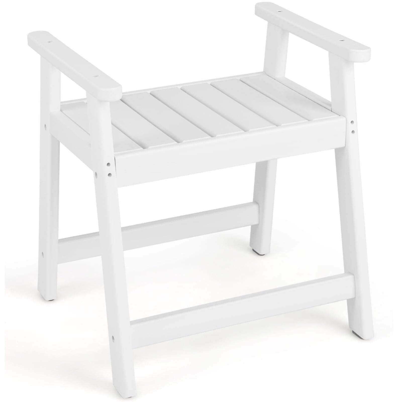 Giantex Shower Bench with Arms, Waterproof HDPE Shower Stool for Bathroom, Heavy Duty Sturdy Bath Seat for Seniors Elderly