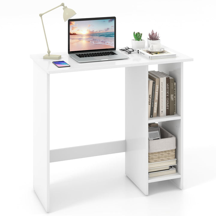 Giantex Small Desk, Compact Study Writing Desk with 3-Position Adjustable Shelf, Anti-Toppling Kit