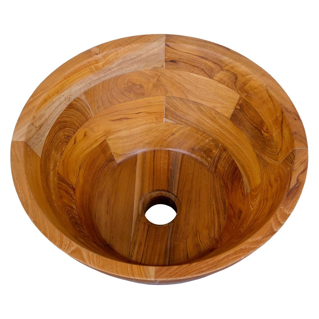Giantex Teak Wood Vessel Sink - Bathroom Washbasin with Smooth Finish, Round Corner (16” x 16” x 8”)