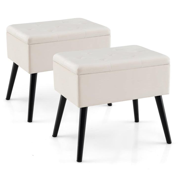 Giantex 20" Ottoman with Storage - Set of 1/2 Makeup Vanity Bench with Flip Top Storage