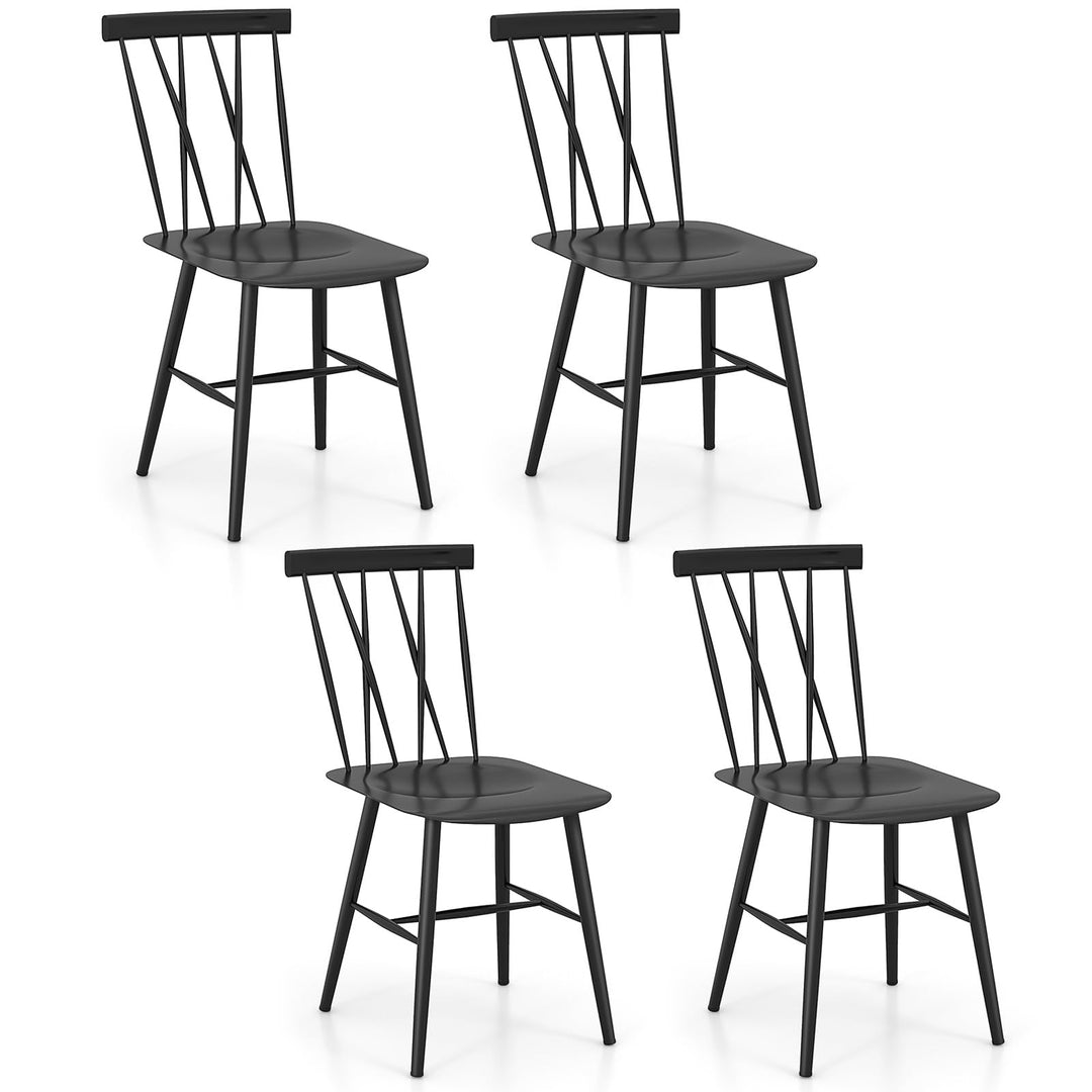 Giantex Metal Dining Chairs Set, Farmhouse Kitchen Chairs w/High Cross Backrest & Curved Seat