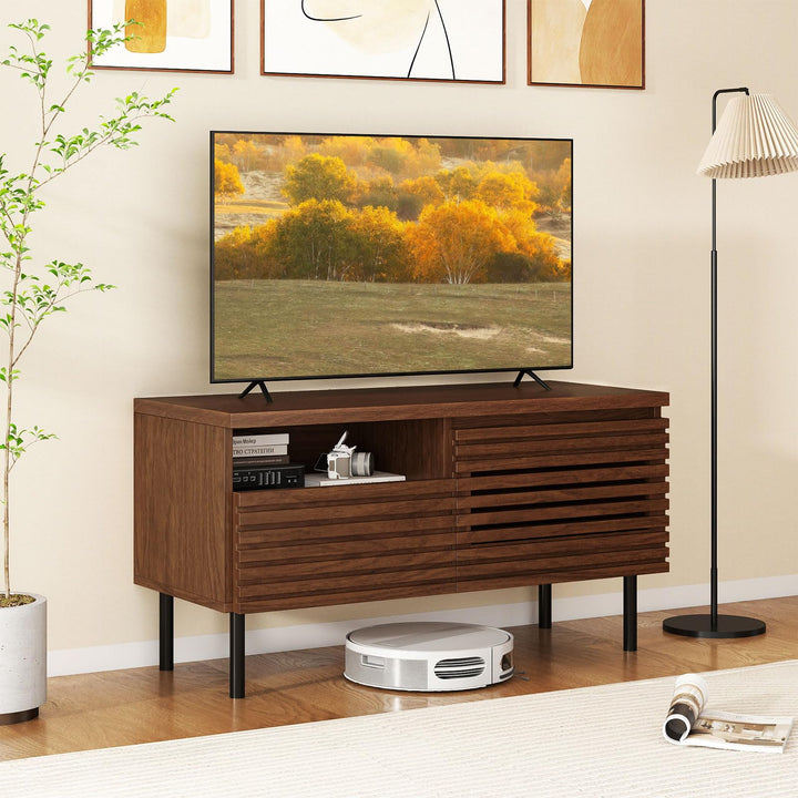 Giantex Mid Century Modern TV Stand with Fluted Entertainment Center