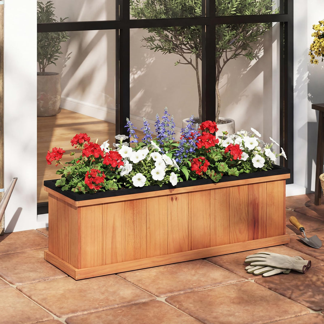 Giantex Outdoor Raised Garden Bed 28” x 10” x 10” Pine Wood Planter Box