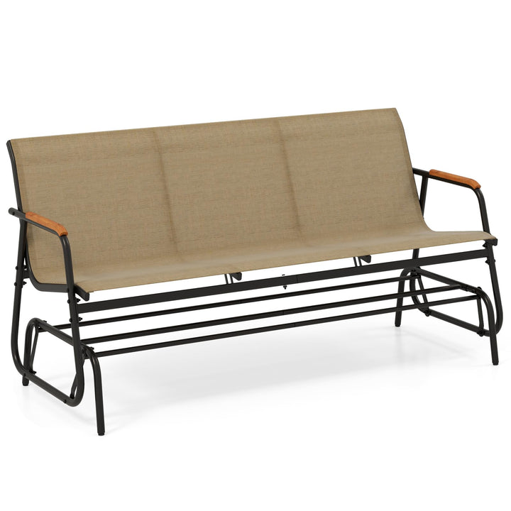 Giantex 3-Person Swing Gliding Loveseat with Curved Teak Armrests