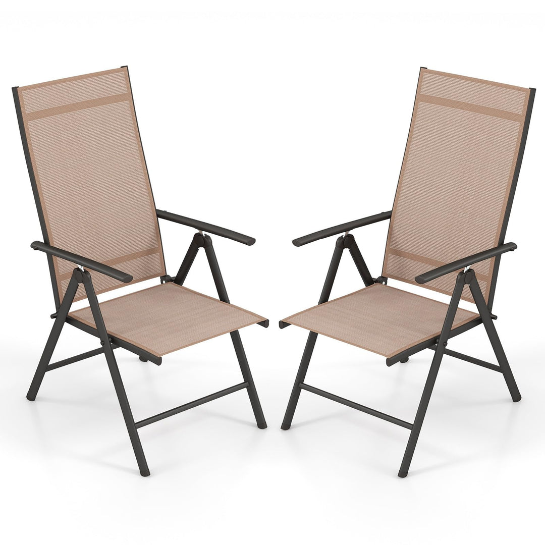 Giantex Folding Patio Chairs, High Back Outdoor Chairs with 7-Level Adjustable High Backrest