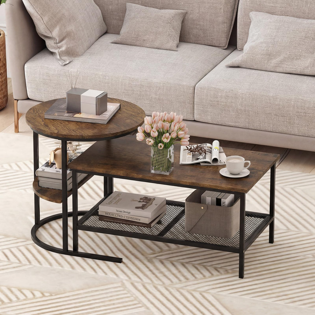 Giantex Nesting Coffee Table Set of 2 Detachable Rectangular Table