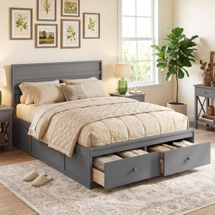 Giantex Bed Frame with Storage Drawers