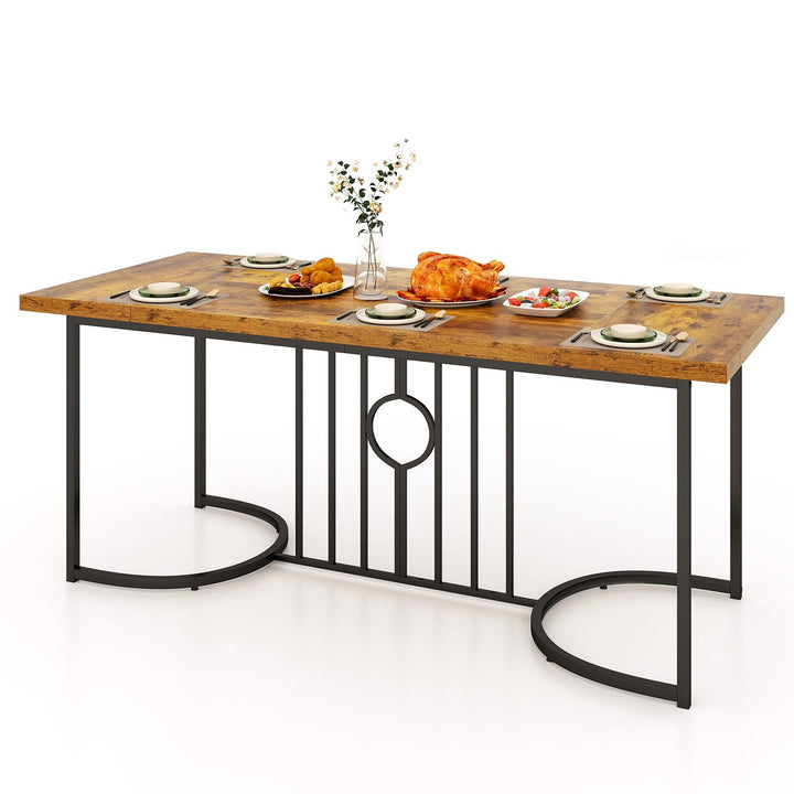 Giantex 71 Inch Large Dining Table for 6-8 People, Farmhouse Rectangular Kitchen Table with Metal Frame