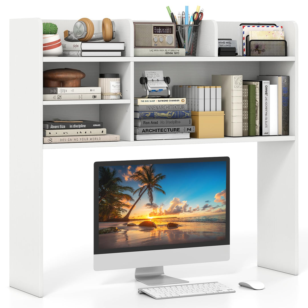 Giantex Desktop Bookshelf, 37" Desk Hutch Dorm for Computer Up to 32 Inch