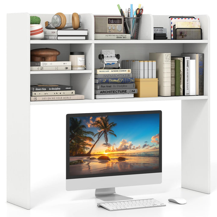 Giantex Desktop Bookshelf, 37" Desk Hutch Dorm for Computer Up to 32 Inch