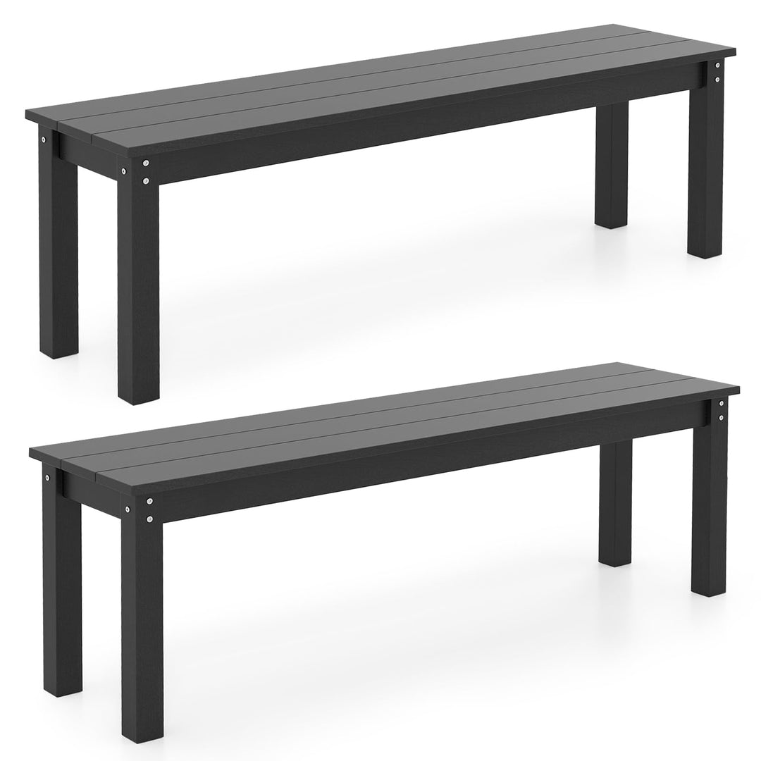 Giantex 55" HDPE Outdoor Bench 2-3 People Weatherproof Backless Patio Garden Bench