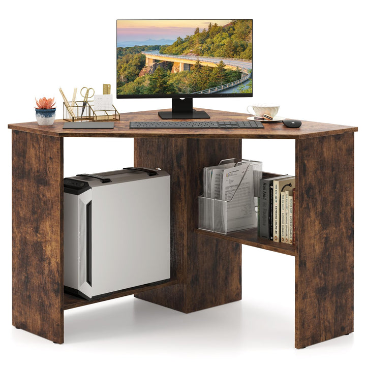 Giantex Computer Desk with Storage Shelves and CPU Stand