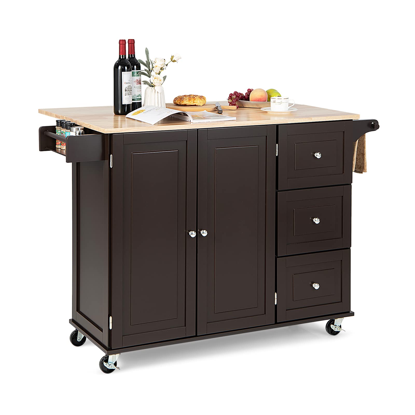 Giantex Kitchen Island Cart with Drop-Leaf Tabletop