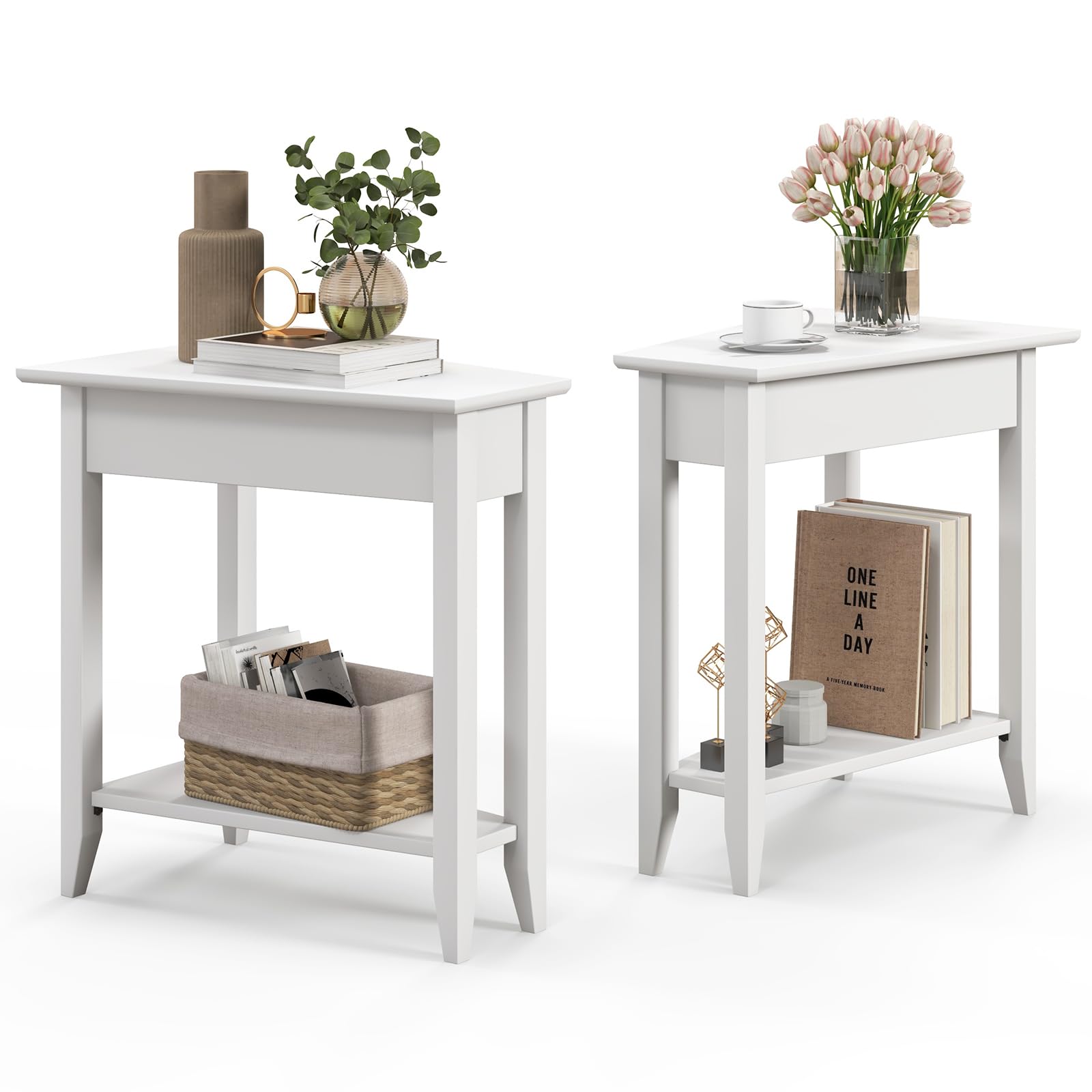 Triangle Side Table with Storage Shelf - Giantex