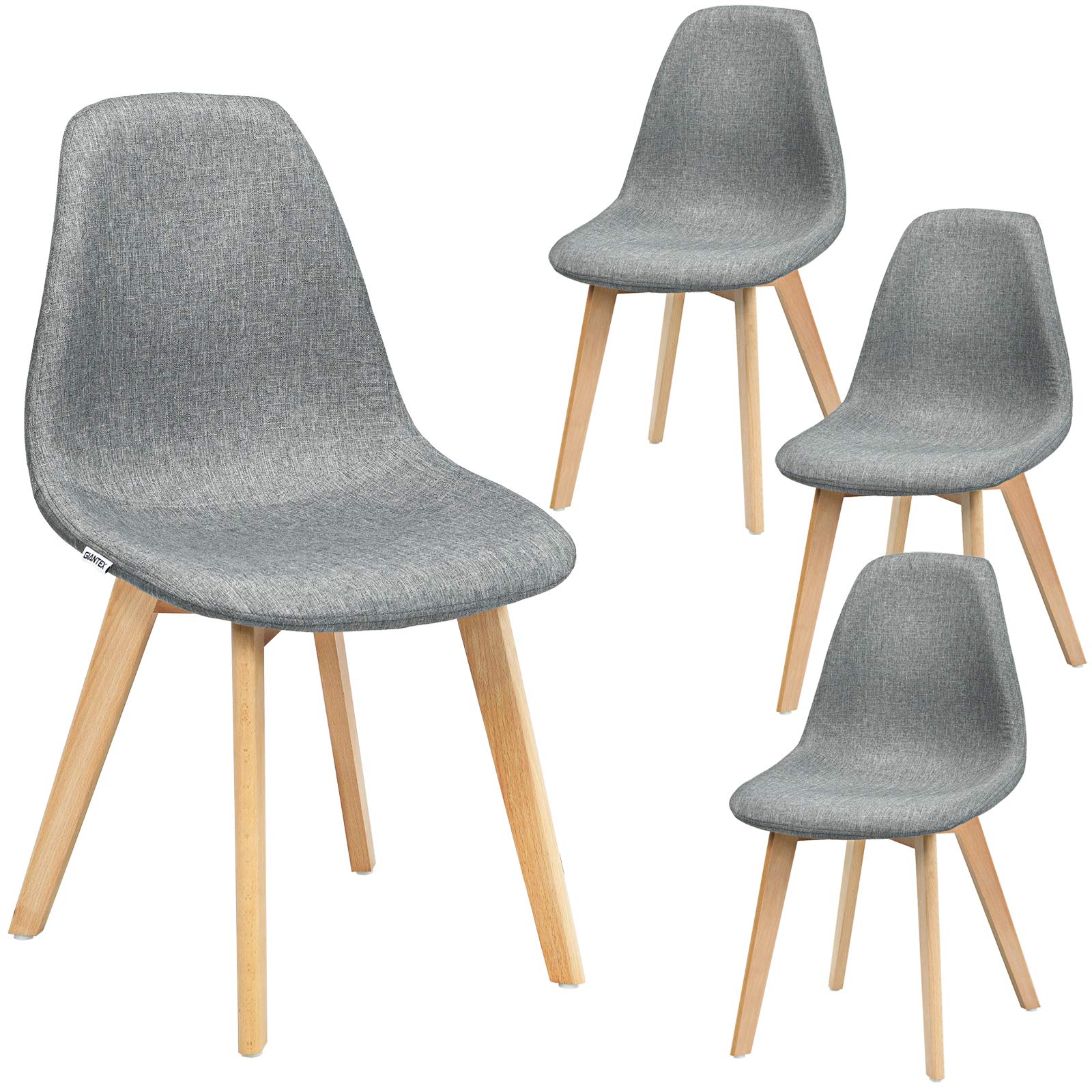 Giantex Set of 2 or 4 Modern Fabric Dining Chairs, Upholstered Accent Chair, Grey