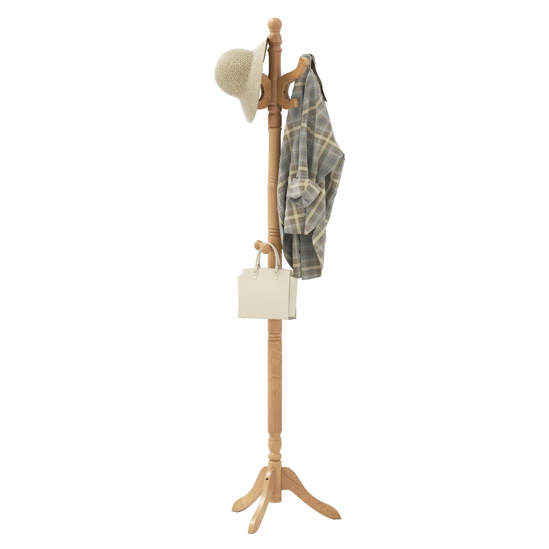 Giantex Solid Wood Coat Rack Freestanding Hall Tree with 3 Adjustable Heights and 11 Hooks