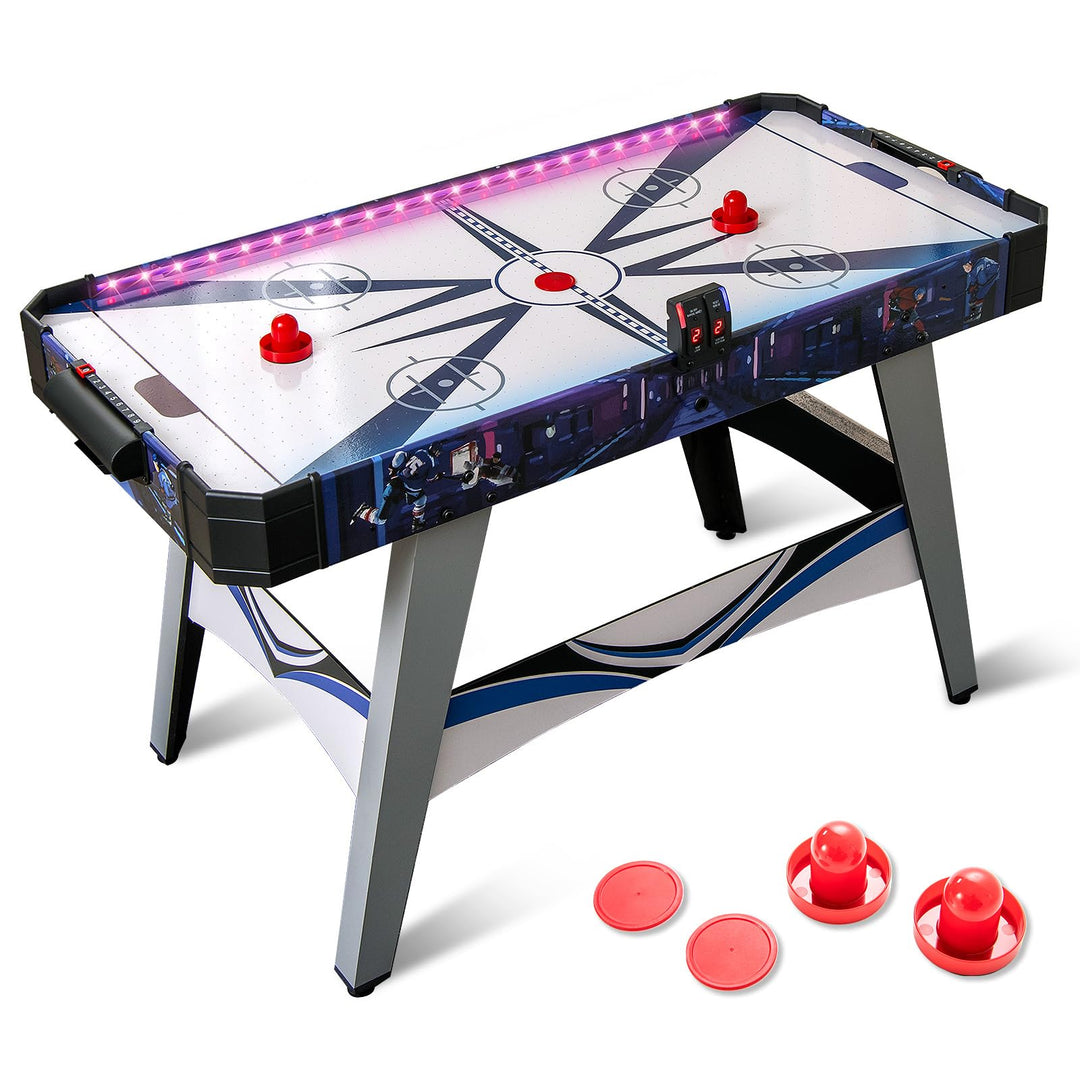 Giantex 54" Air Hockey Table - Arcade Hockey Table Gaming Set w/LED Electronic Scoring & Lights, 2 Pucks, 2 Pushers
