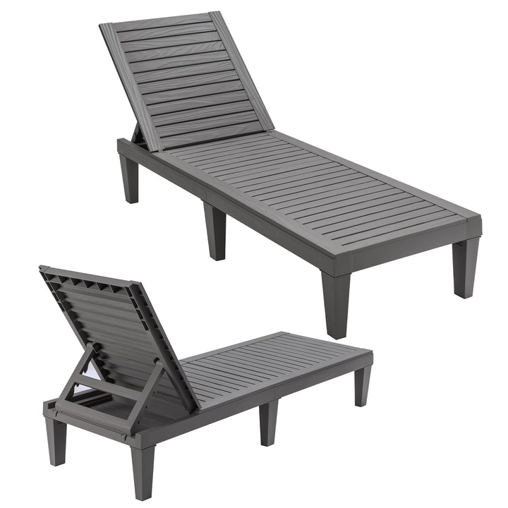 Outdoor Chaise with 5-Position Adjustable Backrest, Rust-Resistant Chaise