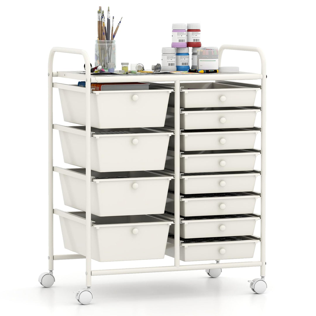 Giantex 12 Drawer Rolling Cart with Drawers Storage Organizer Cart