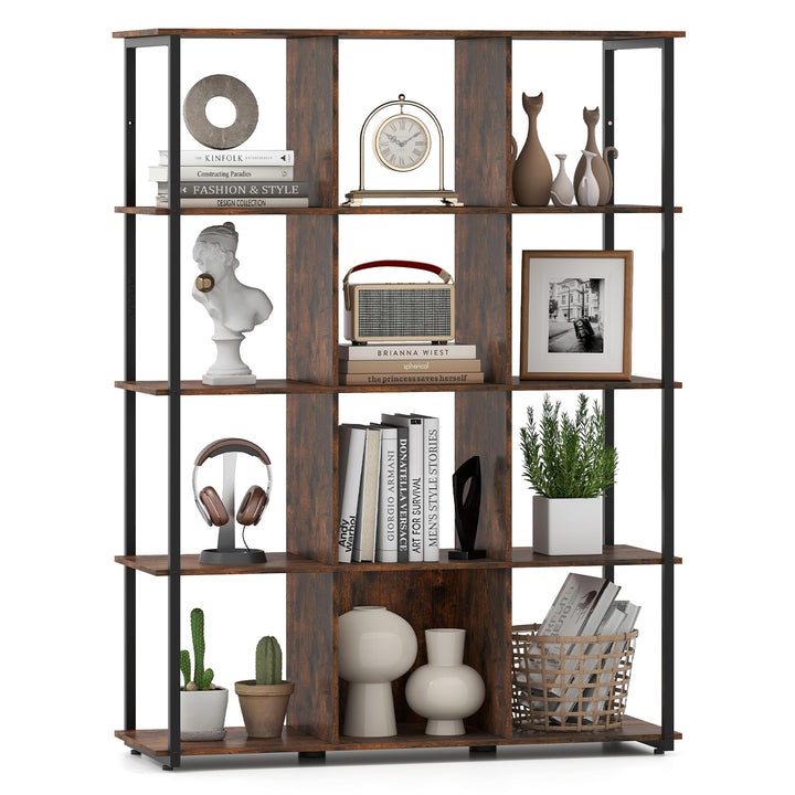Giantex 12 Cube Bookcase 5 Tier Industrial Bookshelf