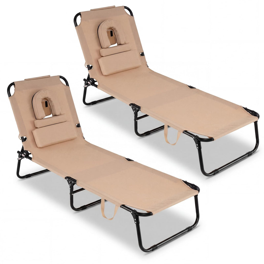 Giantex Folding Beach Tanning Chair Adjustable Face Down Patio Lounge Chair