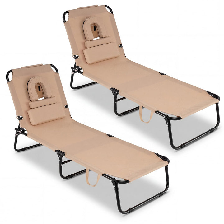 Giantex Folding Beach Tanning Chair Adjustable Face Down Patio Lounge Chair