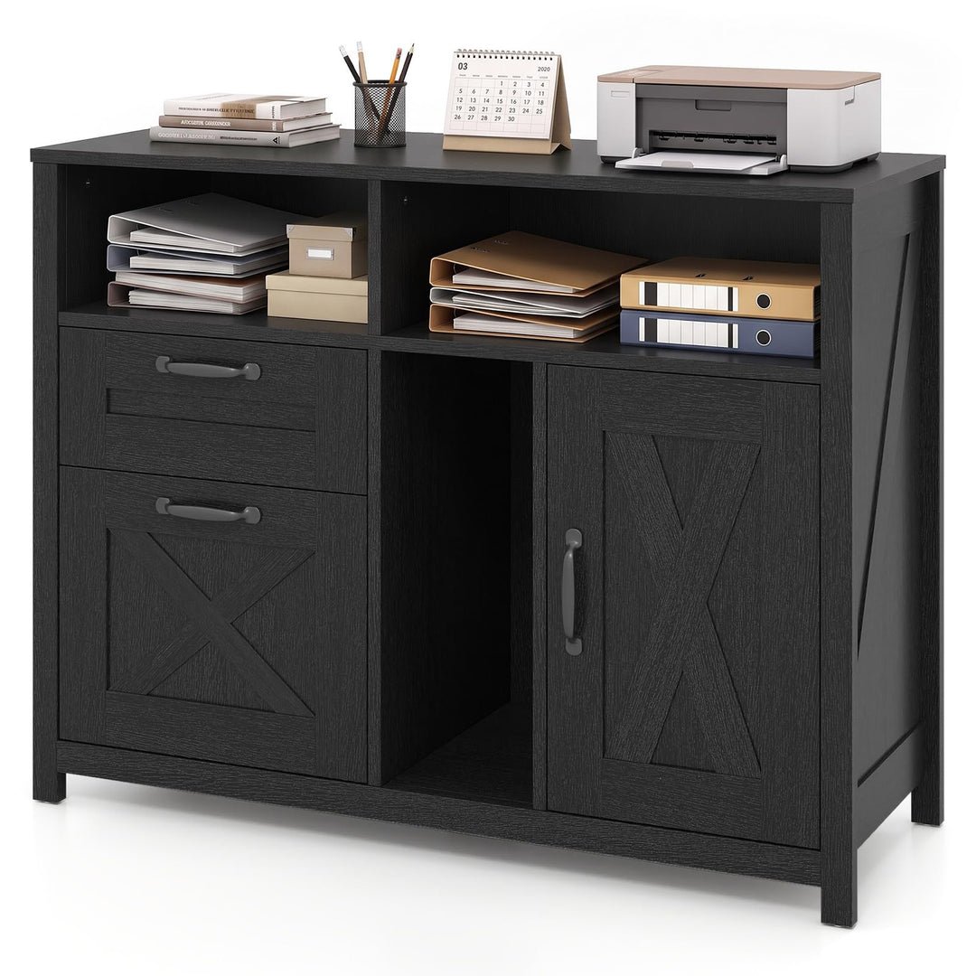 Lateral File Cabinet with 2 Drawers and Single-Door Cabinet for Letter/A4