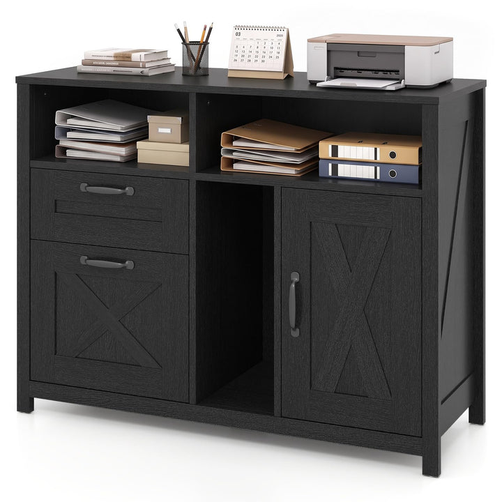Lateral File Cabinet with 2 Drawers and Single-Door Cabinet for Letter/A4